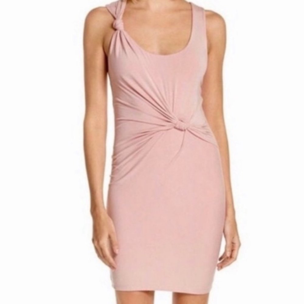 "T" by Alexander Wang knotted scrunch tie racer back stretch modal sheath dress